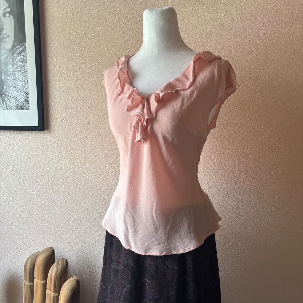 Vintage Dainty Coquette Baby Pink Silk Blouse